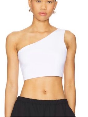 Susana Monaco One Shoulder Crop Top in white size S euc